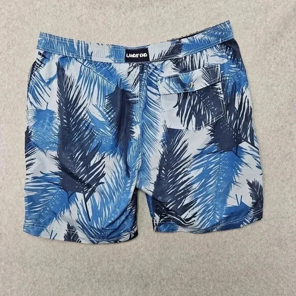 Lands End Swim Trunk Blue Palm Size XL 40/42 - Picture 5 of 8